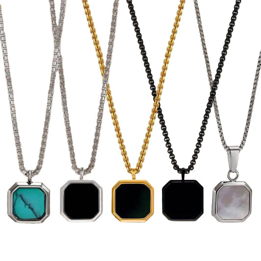 "Luce Blu" שרשרת+תליון ציפוי זהב לבן 18 קראט