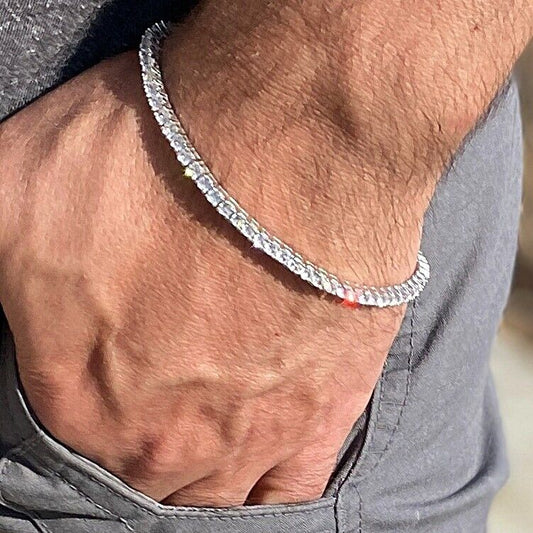 צמיד טניס מתכוונן בציפוי זהב לבן 18 קראט משובץ זירקונים